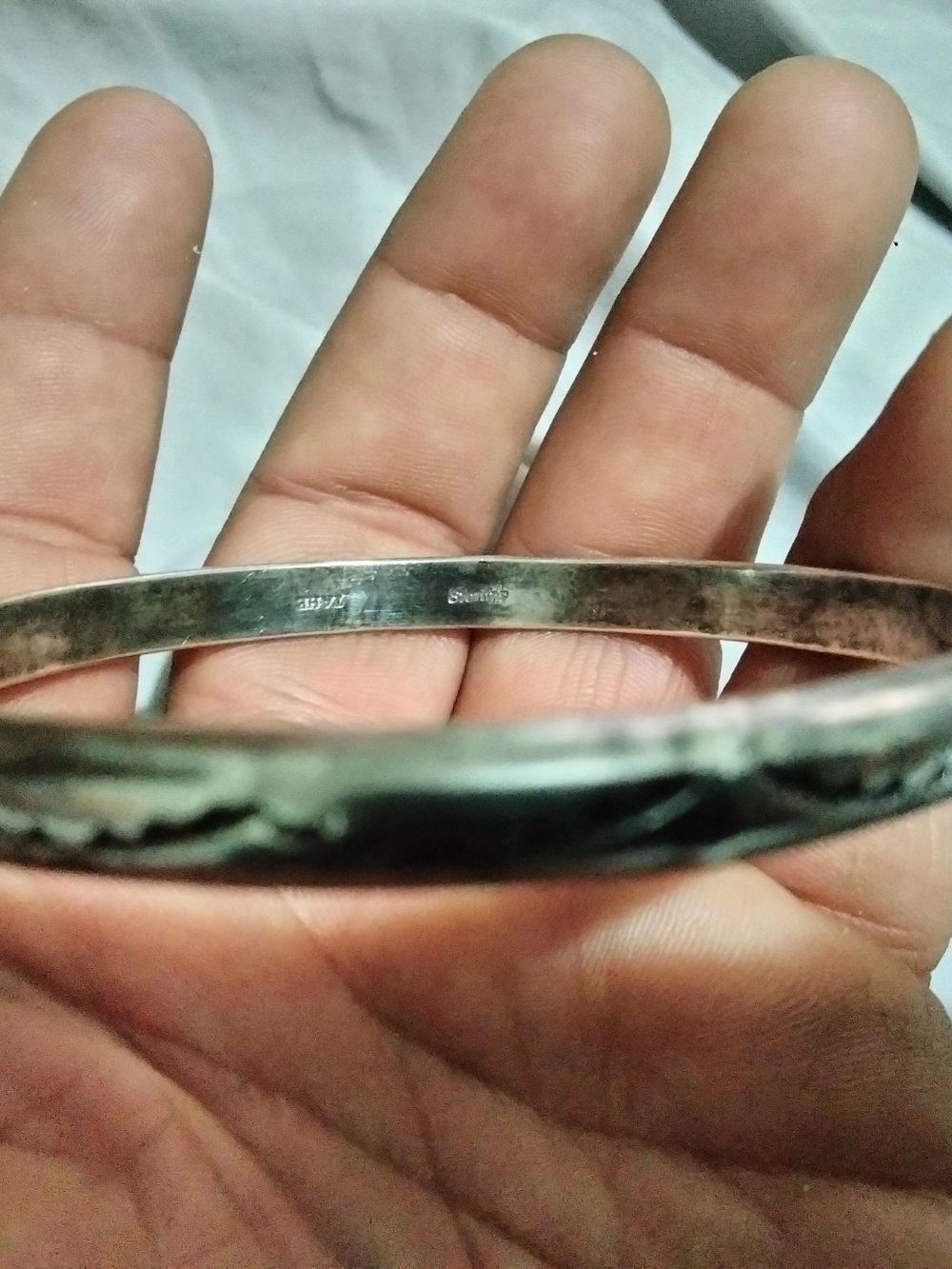 Vintage Tahe Sterling Silver Navajo Bangle Bracelet